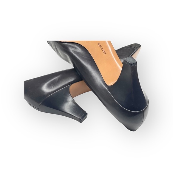 Vintage: Ferragamo x SFA ❀ Inset Croc Embossed Kitten Heel Pumps ❀ Slate Leather - Picture 14 of 16